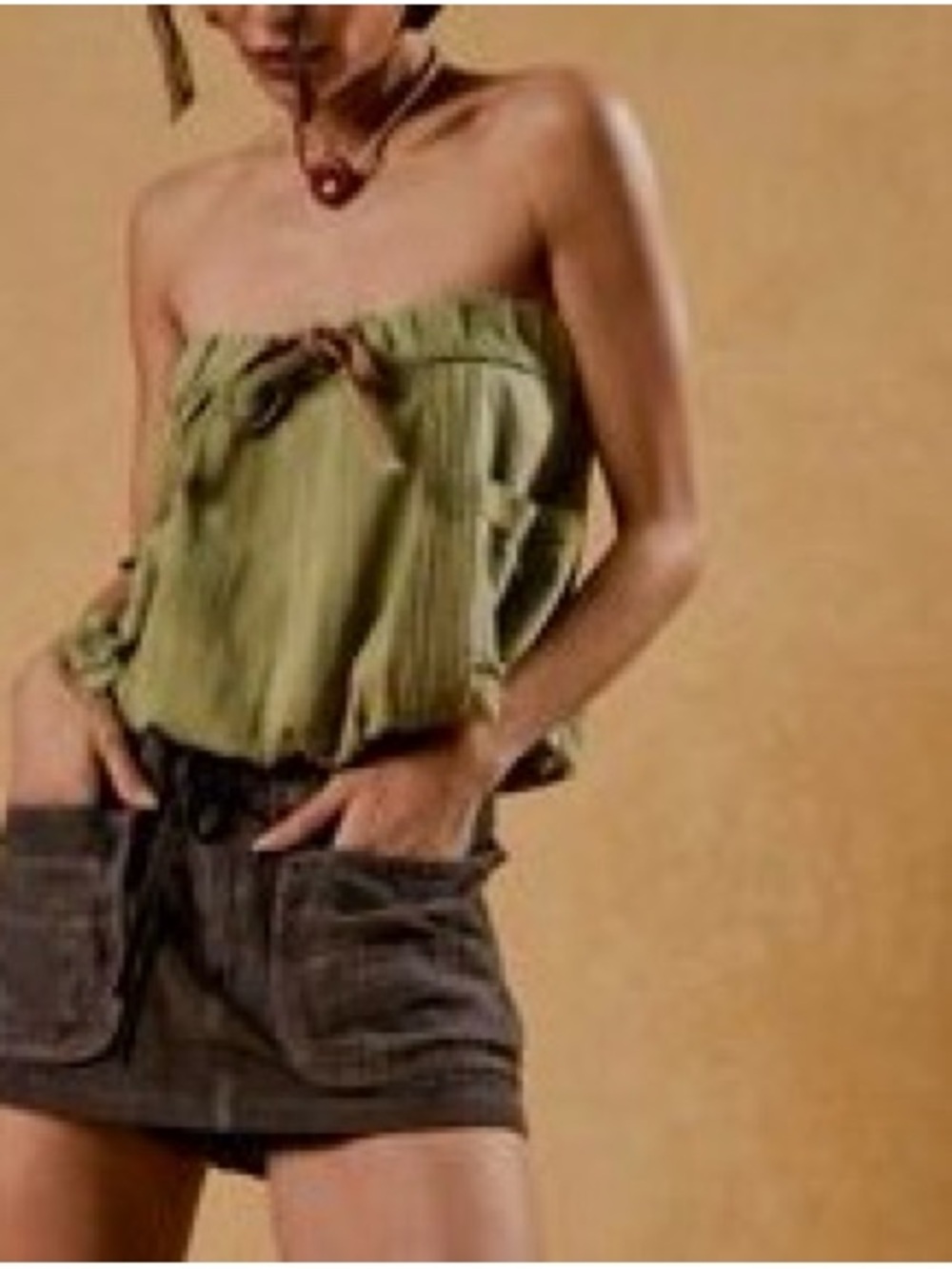 Free People Gotta Have It Tube Top - Gray Green